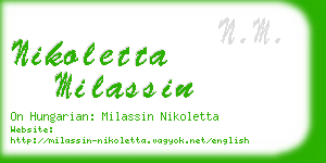 nikoletta milassin business card